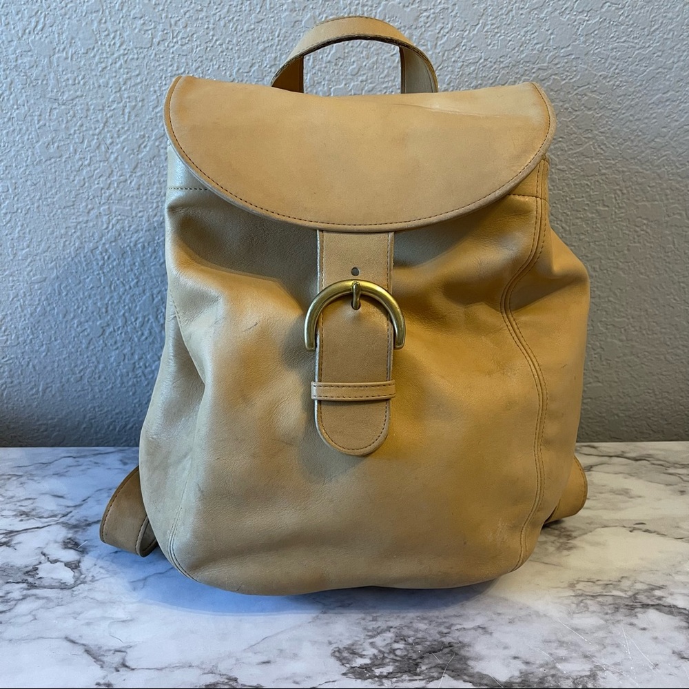 Vintage Coach tan leather backpack